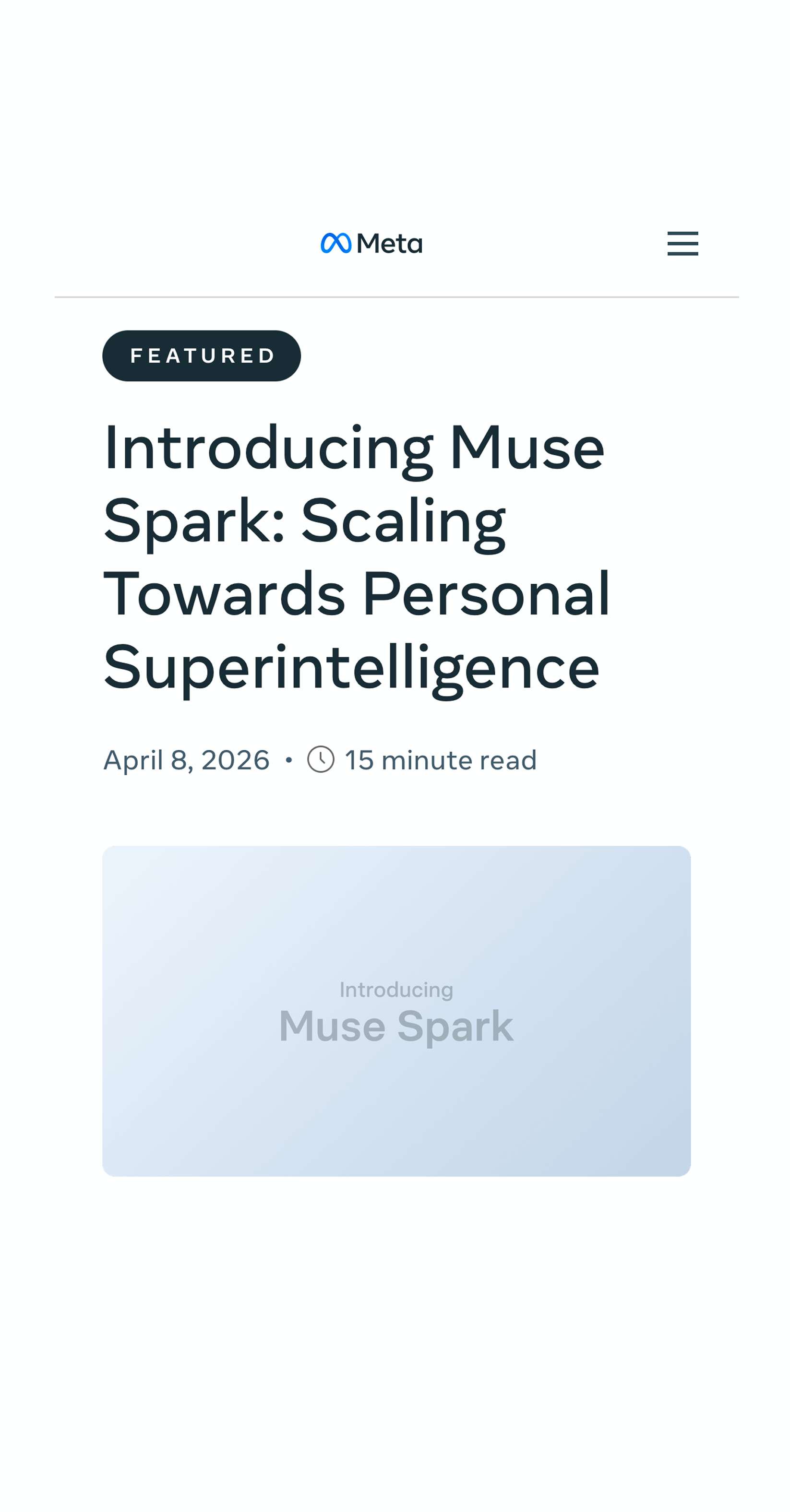 Meta’s Superintelligence Labs  delivers Muse Spark